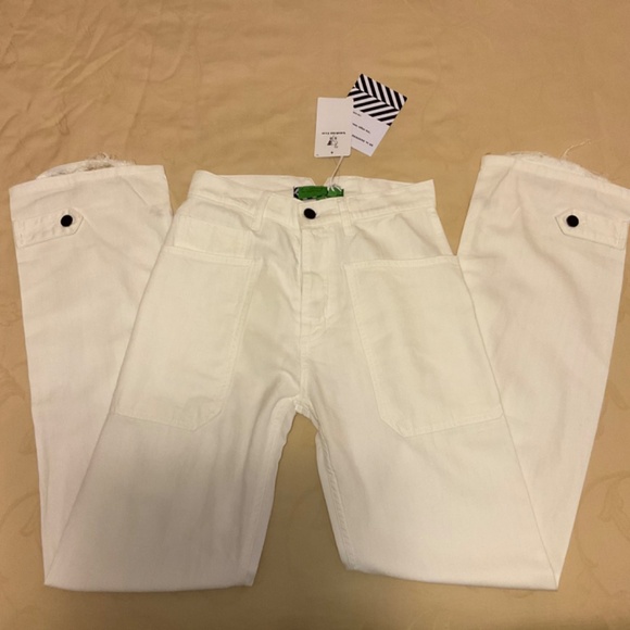 Free People Sandrine Rose Wide Leg Cargo Pant Jeans Size 26 Dust White NWT - Picture 5 of 8